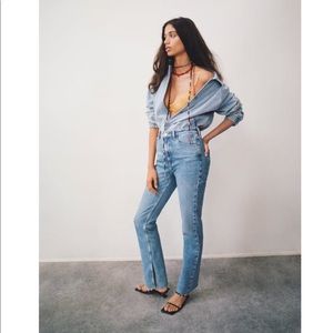 Zara Split Hem High Rise, Slim-Flare Jeans